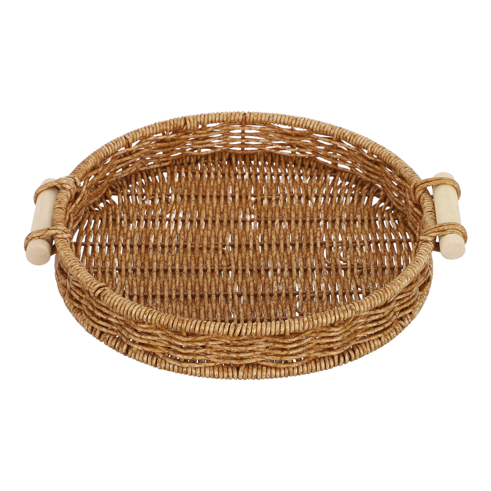 Rattan Tray Handle - İmitasyon Rattan Ekmek Sepeti 27Cm Yuvarlak