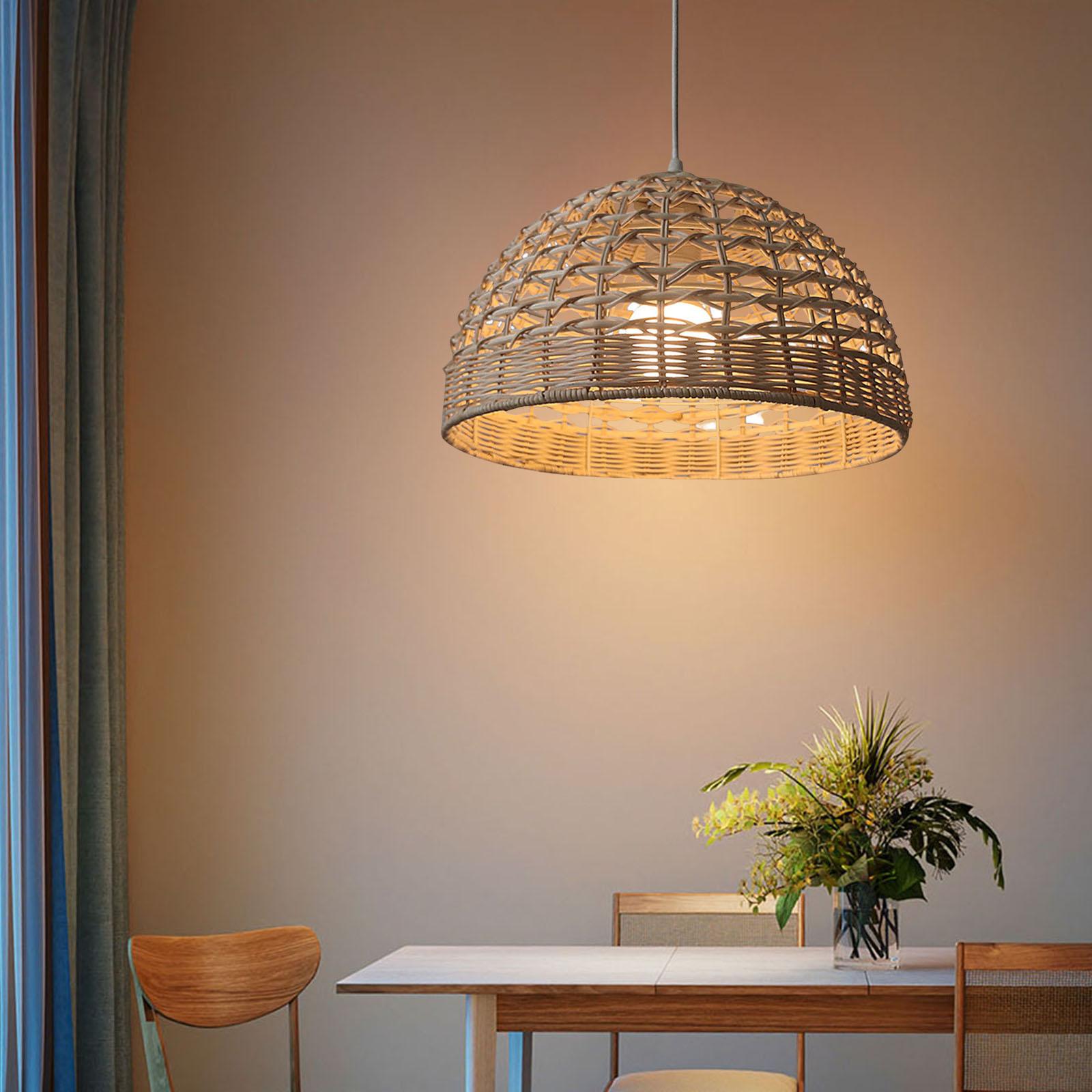 Wicker Pendant Shade - Rattan Abajur Hasır Sarkıt Işık Kapağı