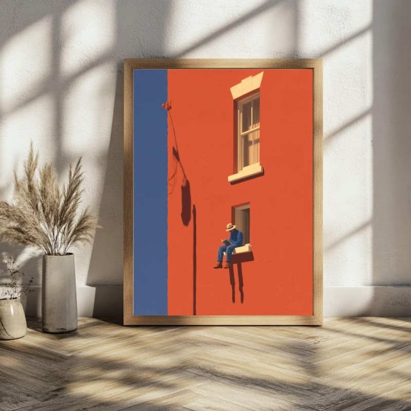 Interior Design House - Vintage Minimalist Soyut Sıcak Güneşli Şekil