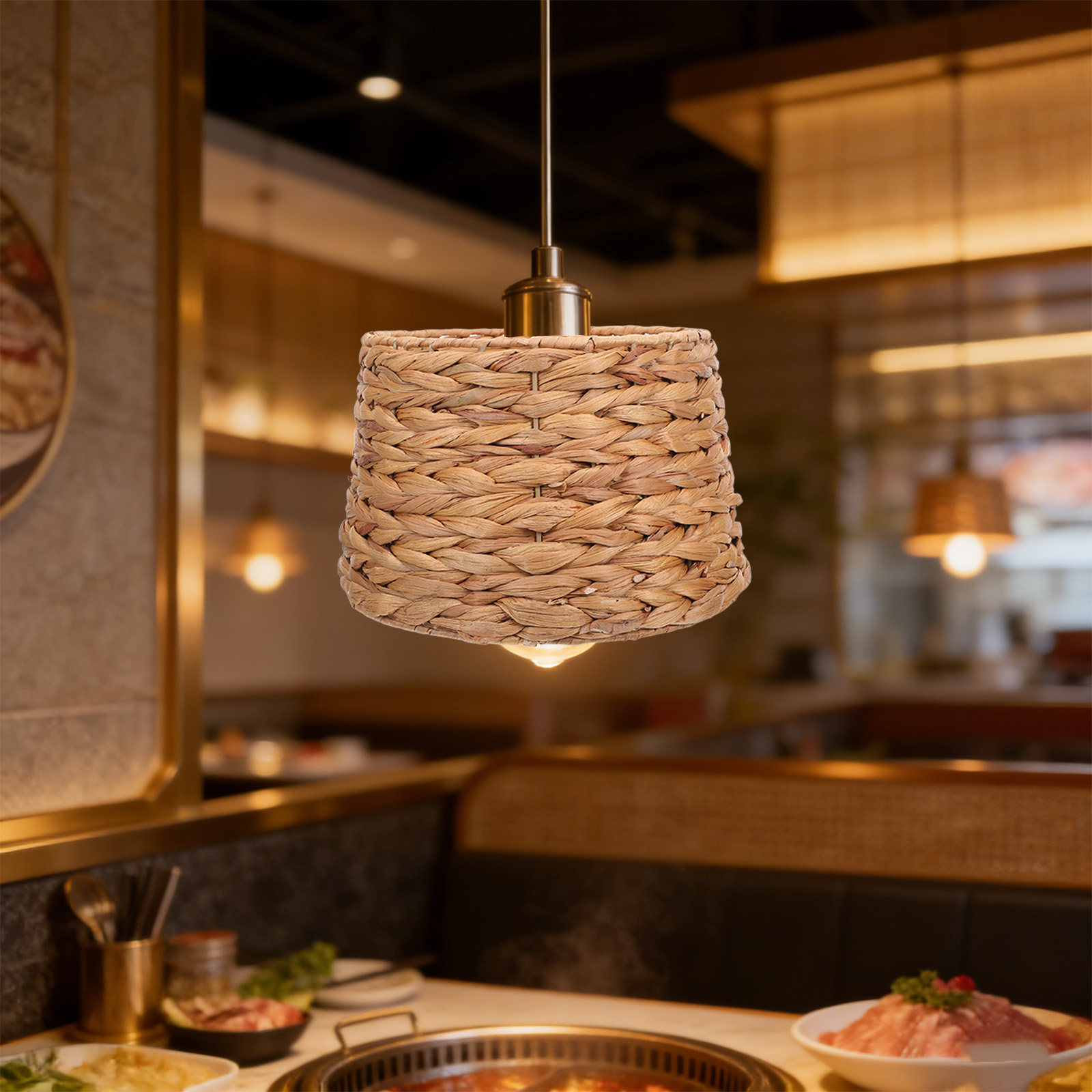 Wicker Pendant Shade - Deniz Çimi Davul Abajur 42mm Delik