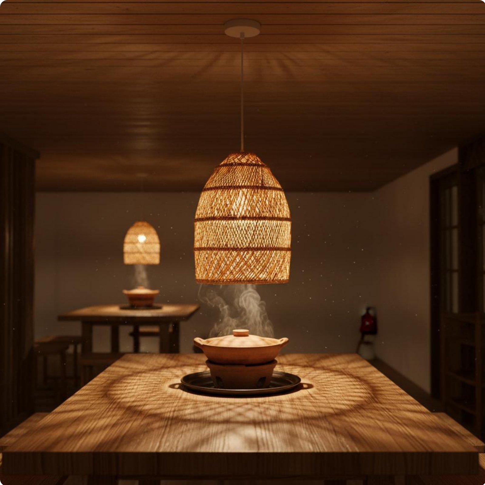Wicker Pendant Shade - Yaratıcı Rustik Dokuma Abajur, İç Mekan