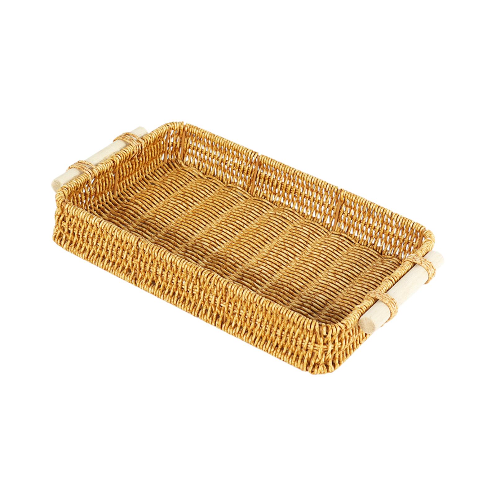 Rattan Tray Handle - Saplı Taklit Rattan Örgü Saklama Sepeti,