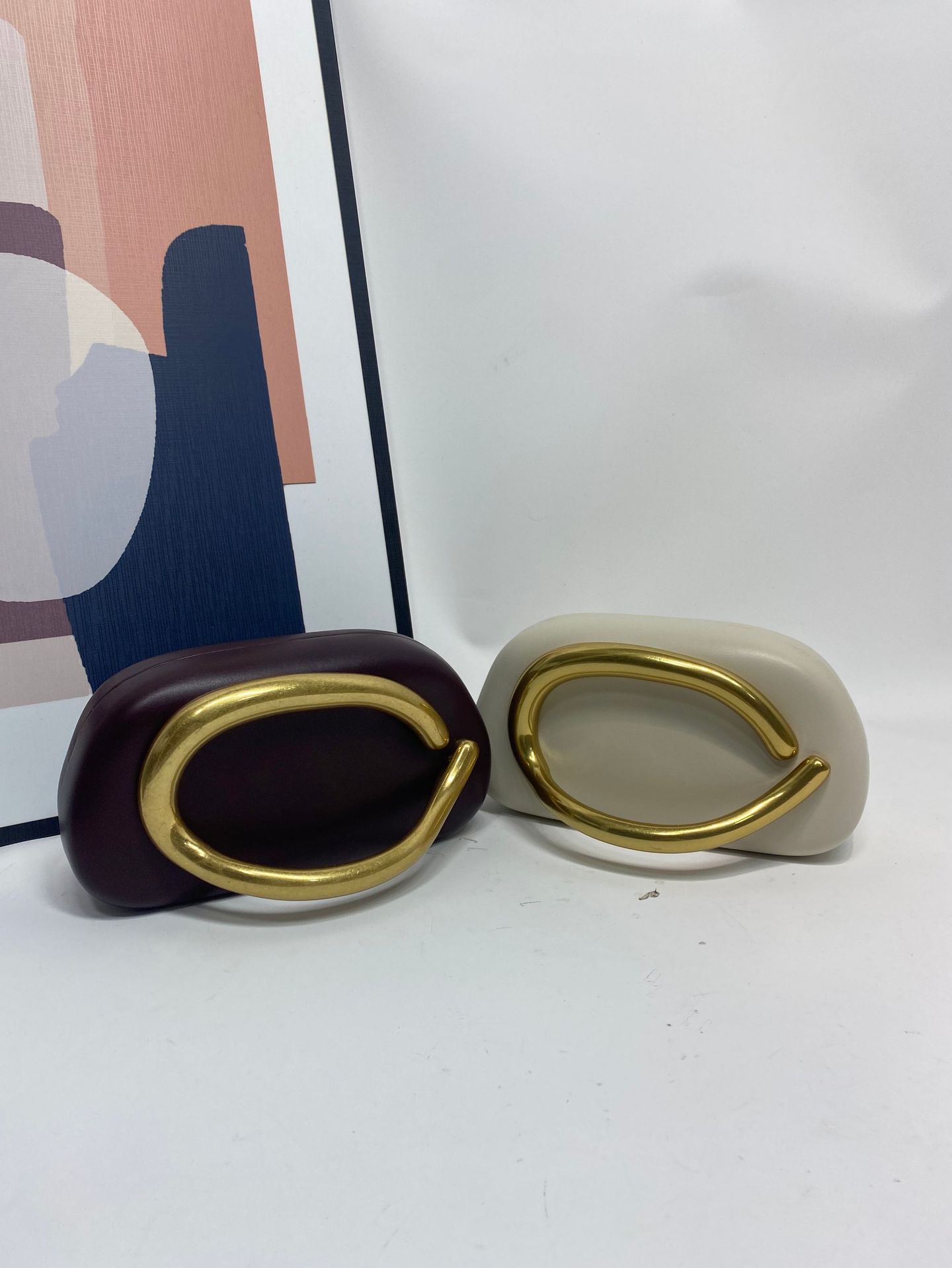 Interior Design Gold - Büyük Altın Metal Kapatma Debriyaj Akşam