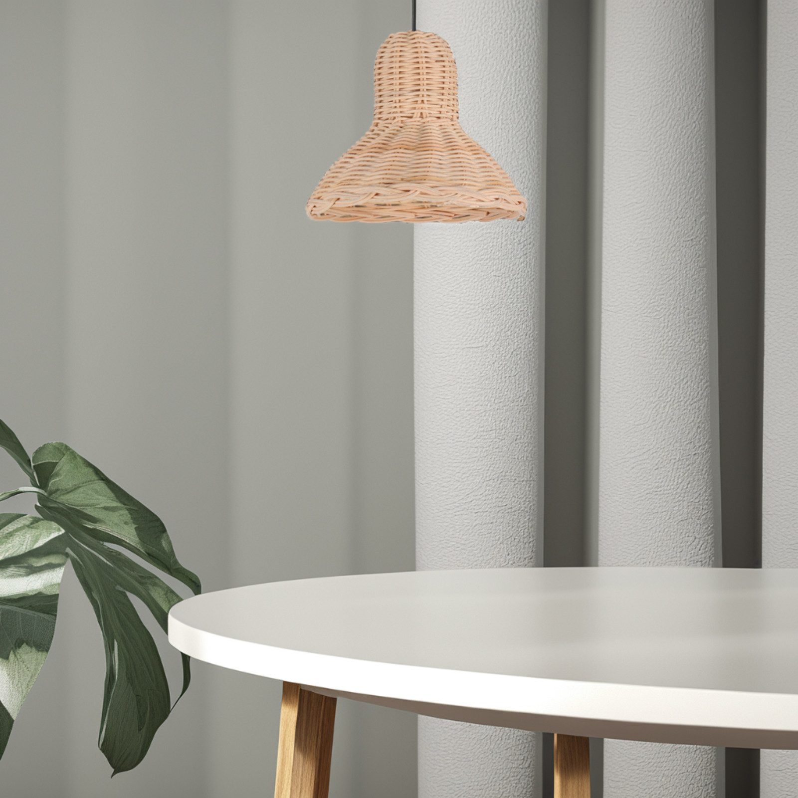 Wicker Pendant Shade - Rattan Abajur El Dokuması Doğal Hasır