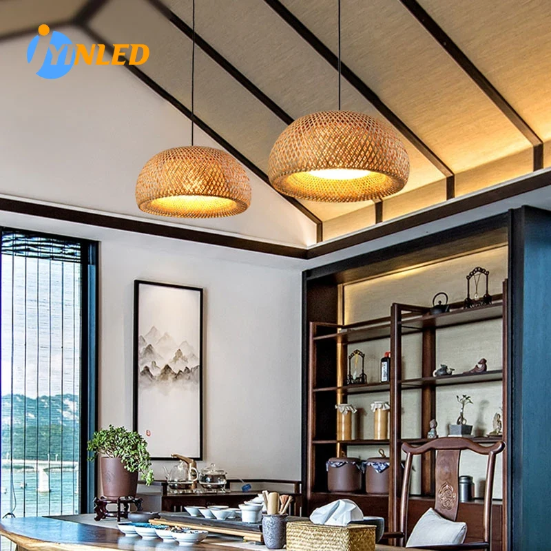 Doğal Rattan hasır E27 avizele - Wicker Pendant Shade incelemesi ve fiyatı