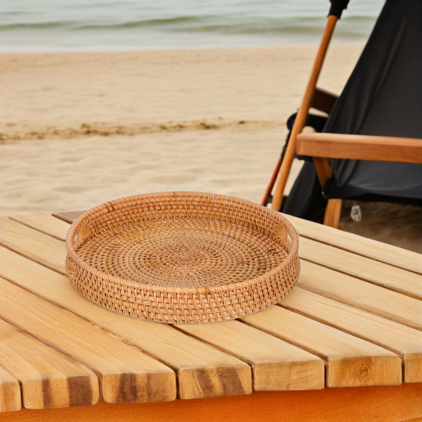 14 inç yuvarlak rattan büyük s - Rattan Tray Handle incelemesi ve fiyatı