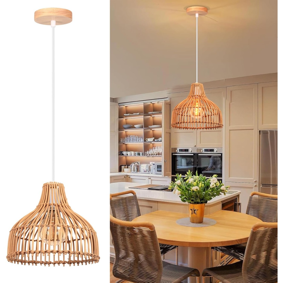 Rattan Dokuma Sarkıt Lamba Boh - Wicker Pendant Shade incelemesi ve fiyatı
