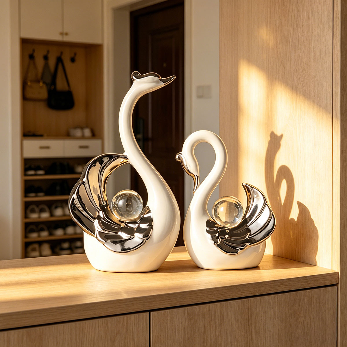 Seramik Kuğu Çifti Süsü Krista - Interior Design Apartment incelemesi ve fiyatı